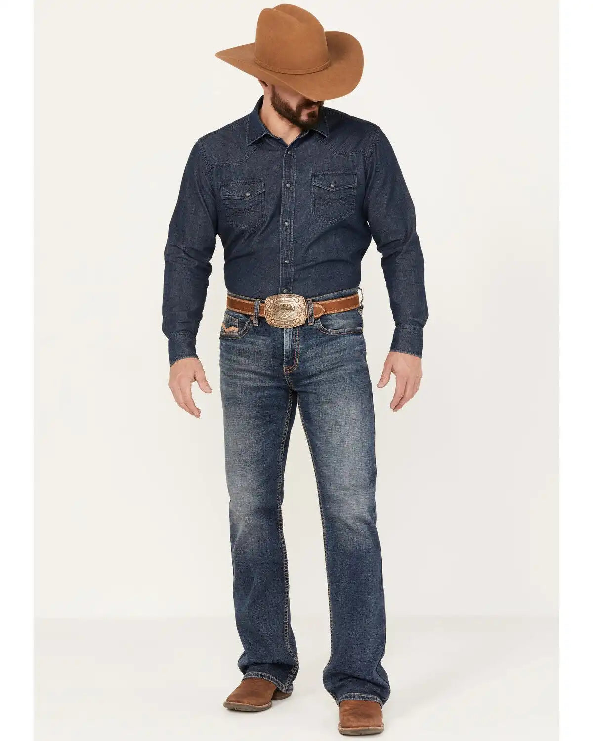 Cody James Men's Stonewall Wash Wyatt Slim Bootcut Stretch Denim Jeans