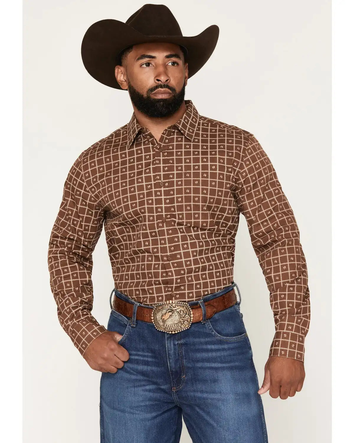 Gibson Trading Co Men's Easy Rider Check Print Long Sleeve Button-Down Western Shirt