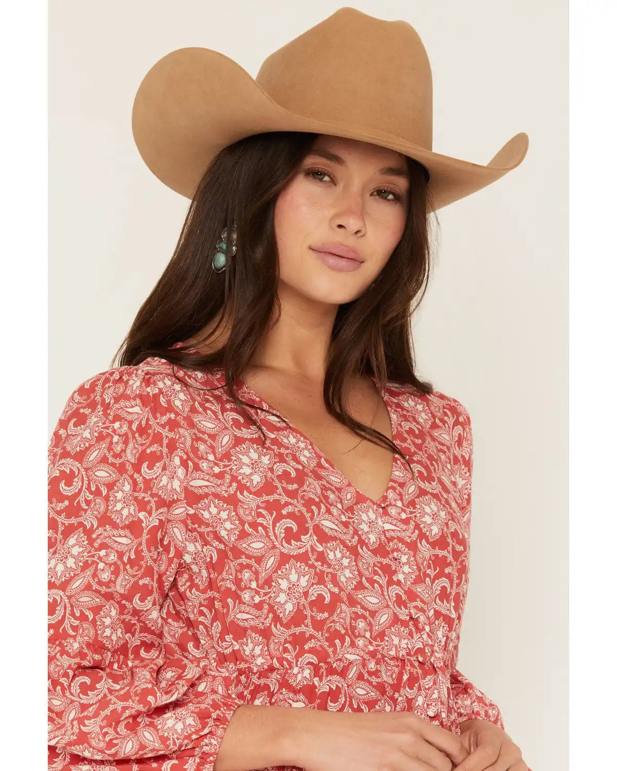 Panhandle Slim Women's Floral Paisley Print Long Sleeve Midi Dress