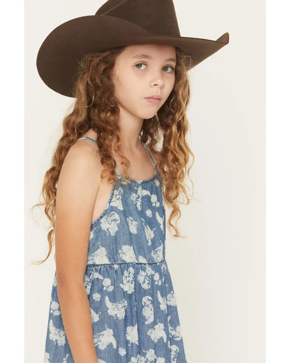 Wrangler Girls' Floral Boot Denim Dress