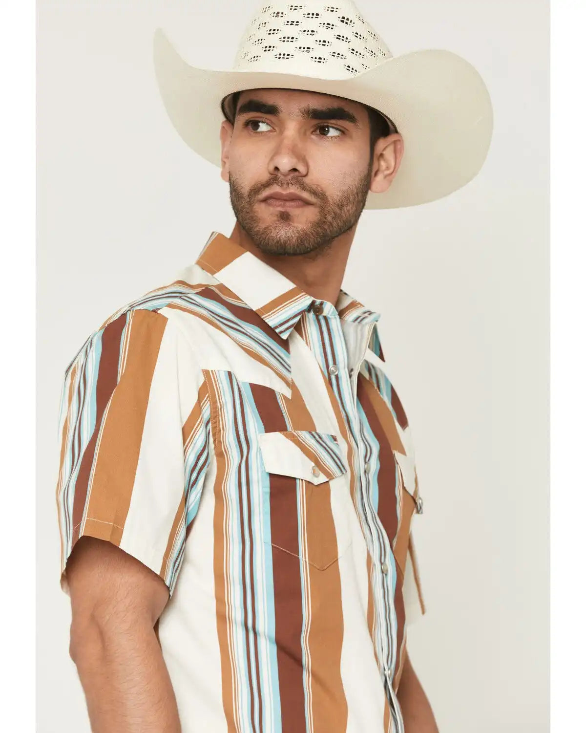 Gibson Trading Co Men's Retro Stripes Short Sleeve Snap Western Shirt