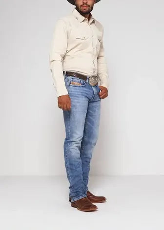 Cody James Men's Clover Leaf Wash Jackson Slim Straight Stretch Denim Jeans
