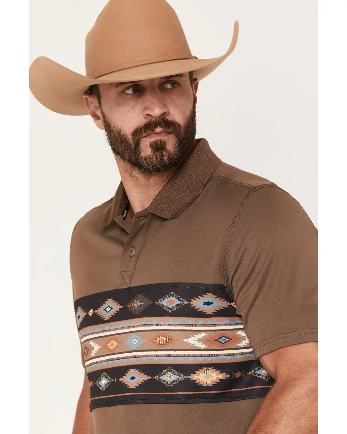 RANK 45® Men's Sierra Noble Border Print Short Sleeve Button-Down Polo
