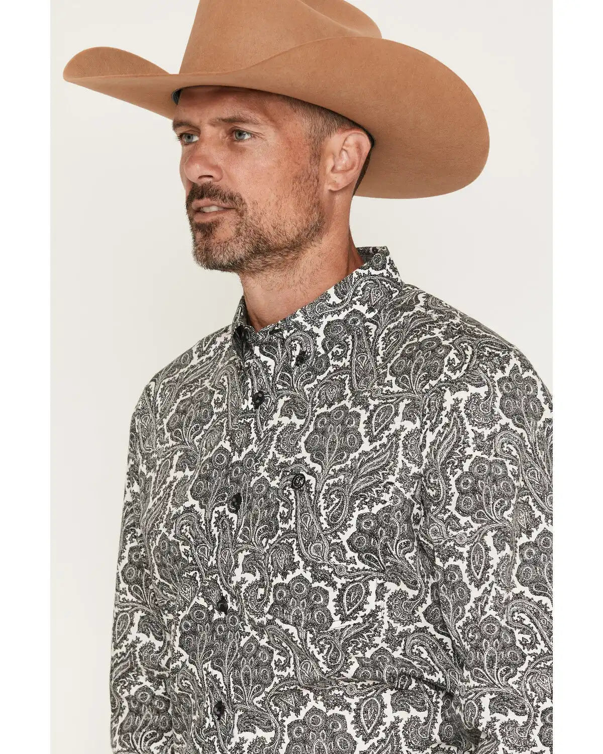 Cody James Men's Botanical Paisley Print Long Sleeve Button-Down Stretch Western Shirt