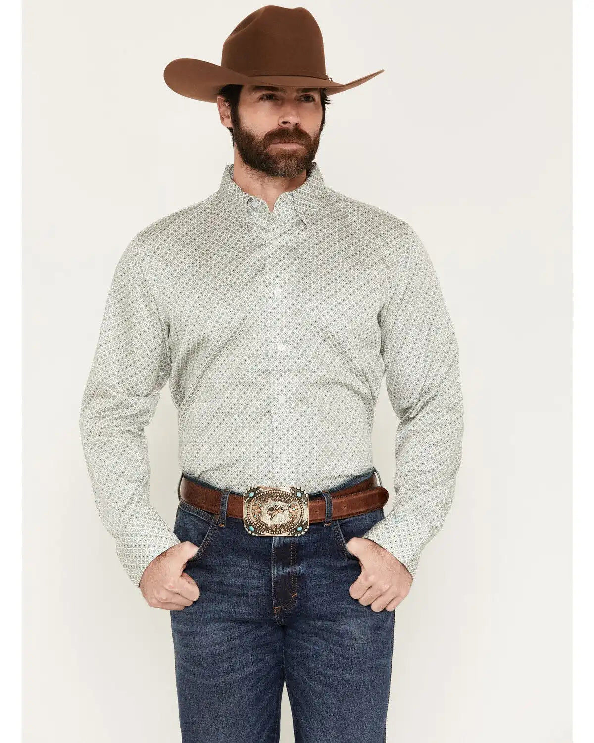 Wrangler X Cody Johnson Men's Medallion Print Long Sleeve Button-Down Western Shirt