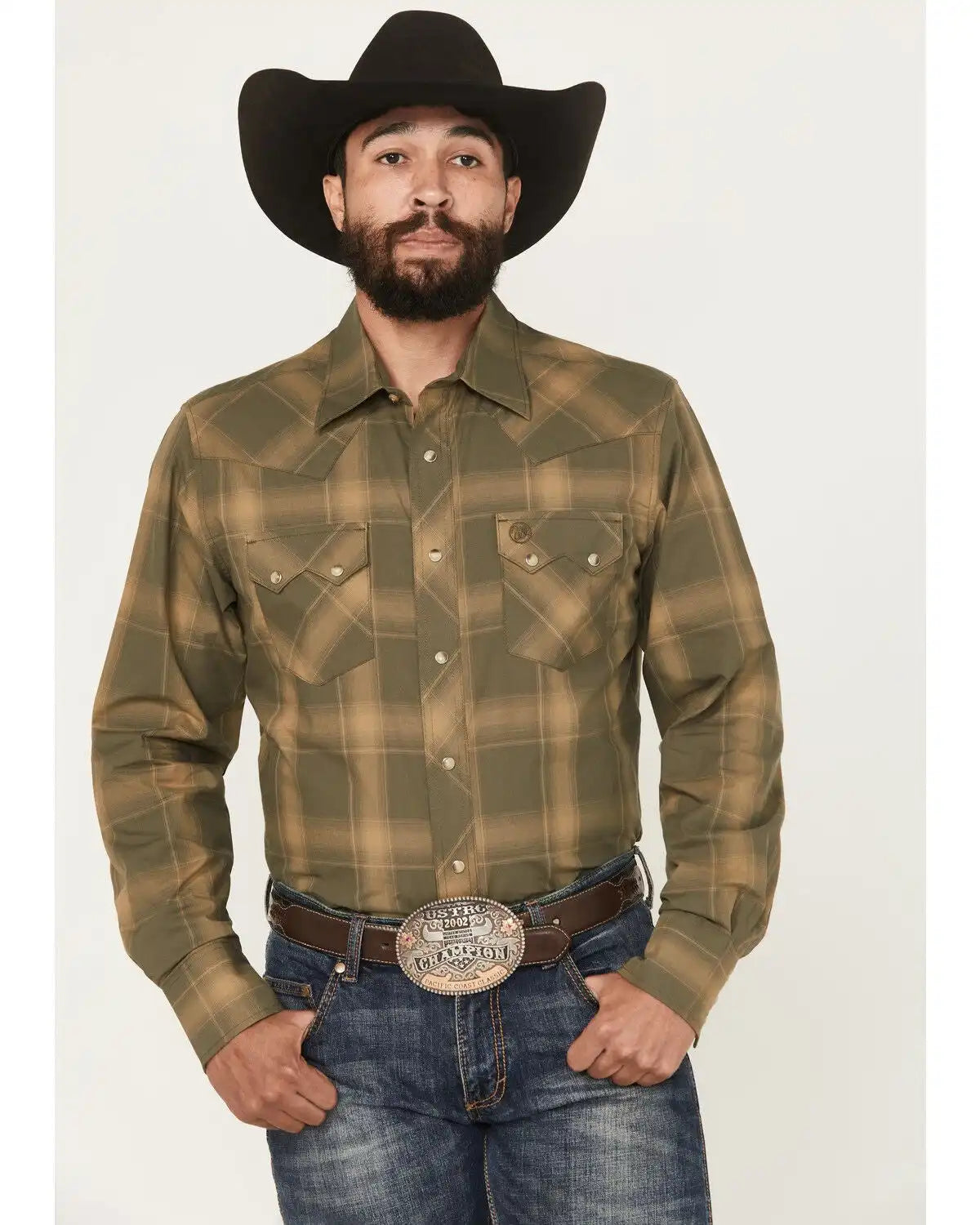 Wrangler Retro Men's Plaid Print Long Sleeve Snap Western Shirt