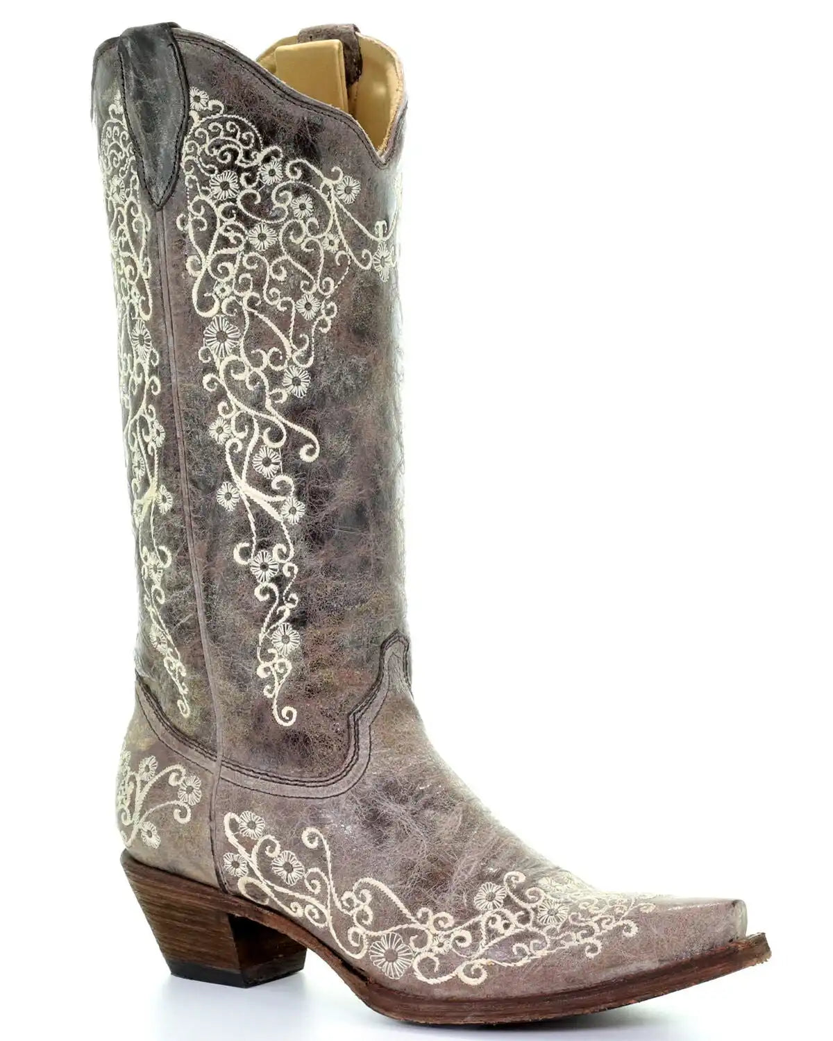 Corral Women's Crater with Bone Embroidery Western Boots - Snip Toe