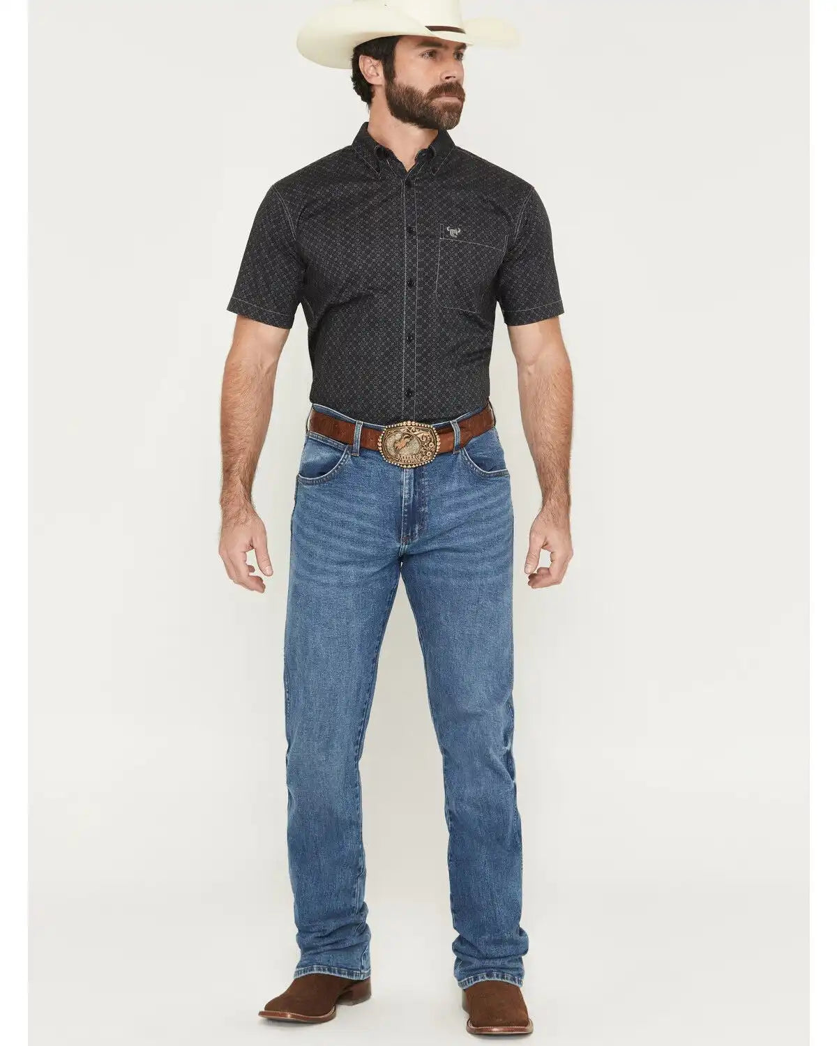 Wrangler Retro Men's 77MWZ Gunter Medium Wash Slim Bootcut Stretch Denim Jeans