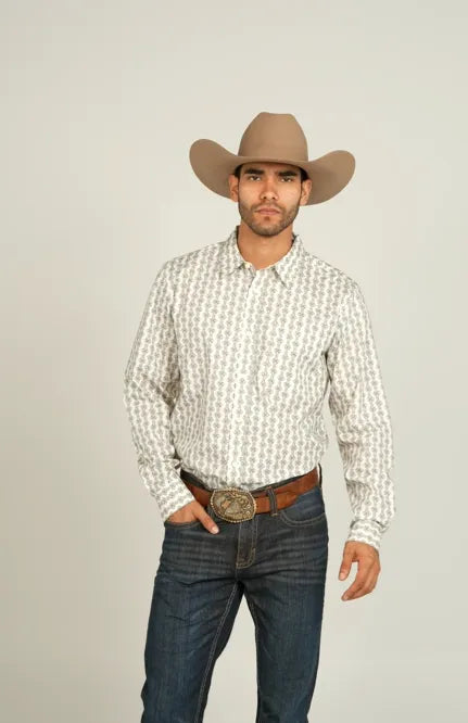Gibson Trading Co Men's Pool Hall Stripe Print Long Sleeve Button-Down Western Shirt