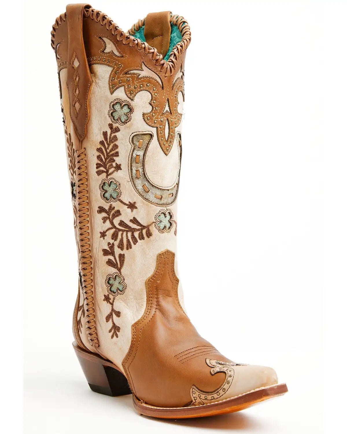 Corral Women's Honey Horseshoe Overlay Western Boots - Snip Toe