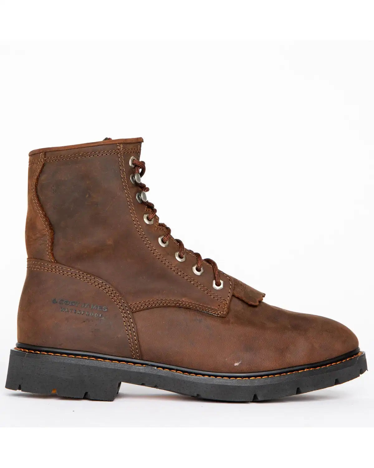 Cody James Men's 8" Mustang Waterproof Lace-Up Kiltie Work Boots - Soft Toe
