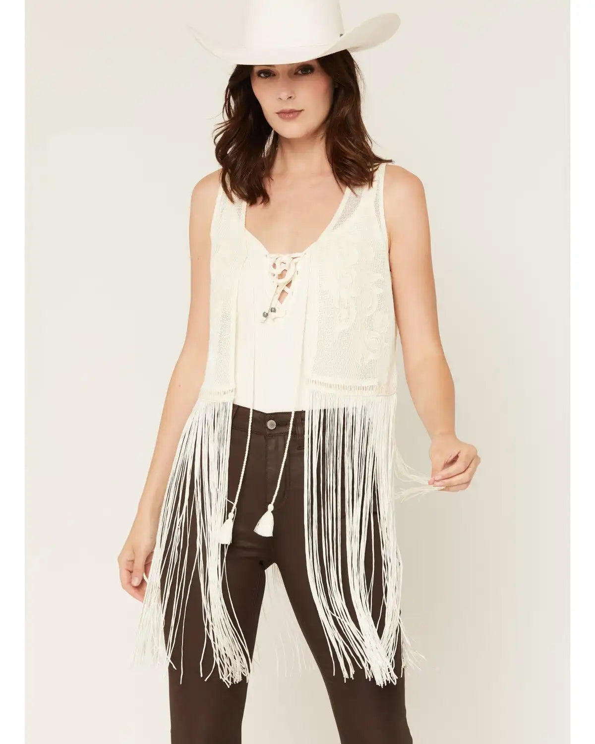 Idyllwind Women's Rhea Embroidered Mesh Fringe Vest