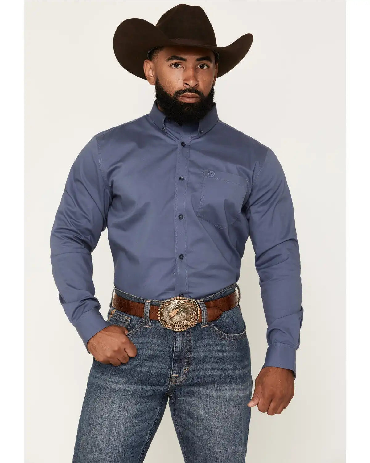 Cody James Men's Solid Long Sleeve Button-Down Stretch Western Shirt - Tall