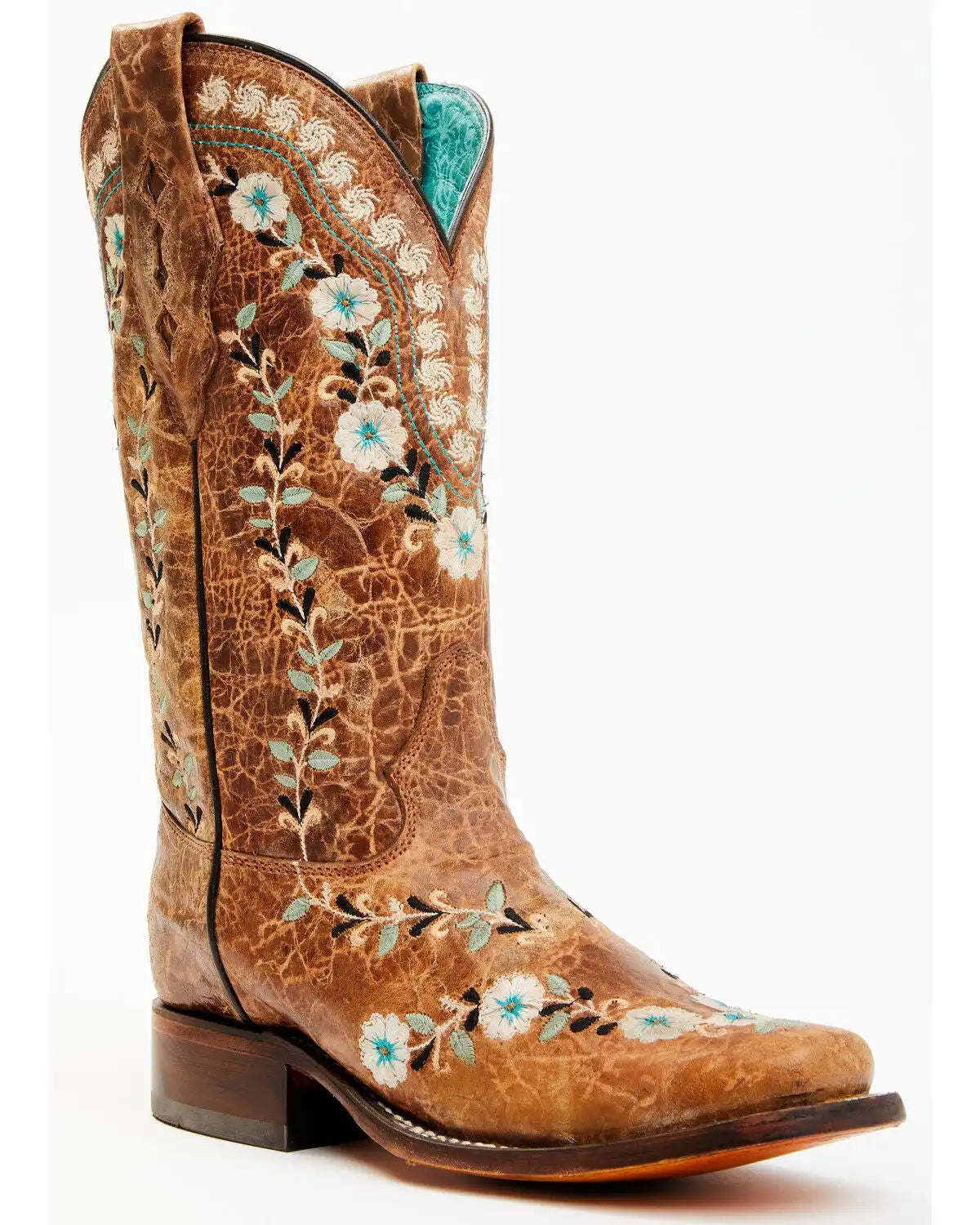 Corral Women's Floral Blacklight Western Boots - Square Toe