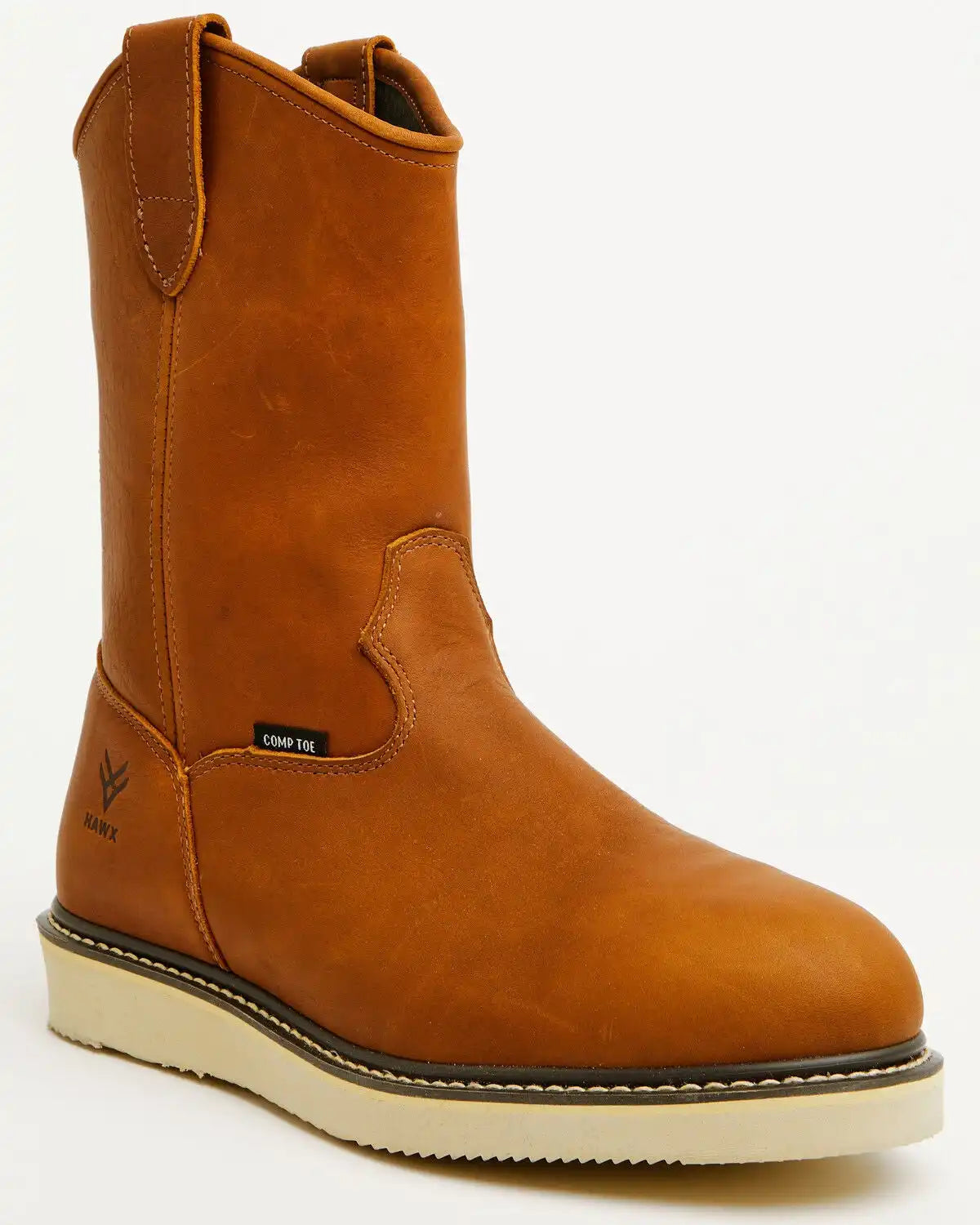 Hawx Men's 10.75" Pull-On Barnyard Leather Work Boots - Composite Toe