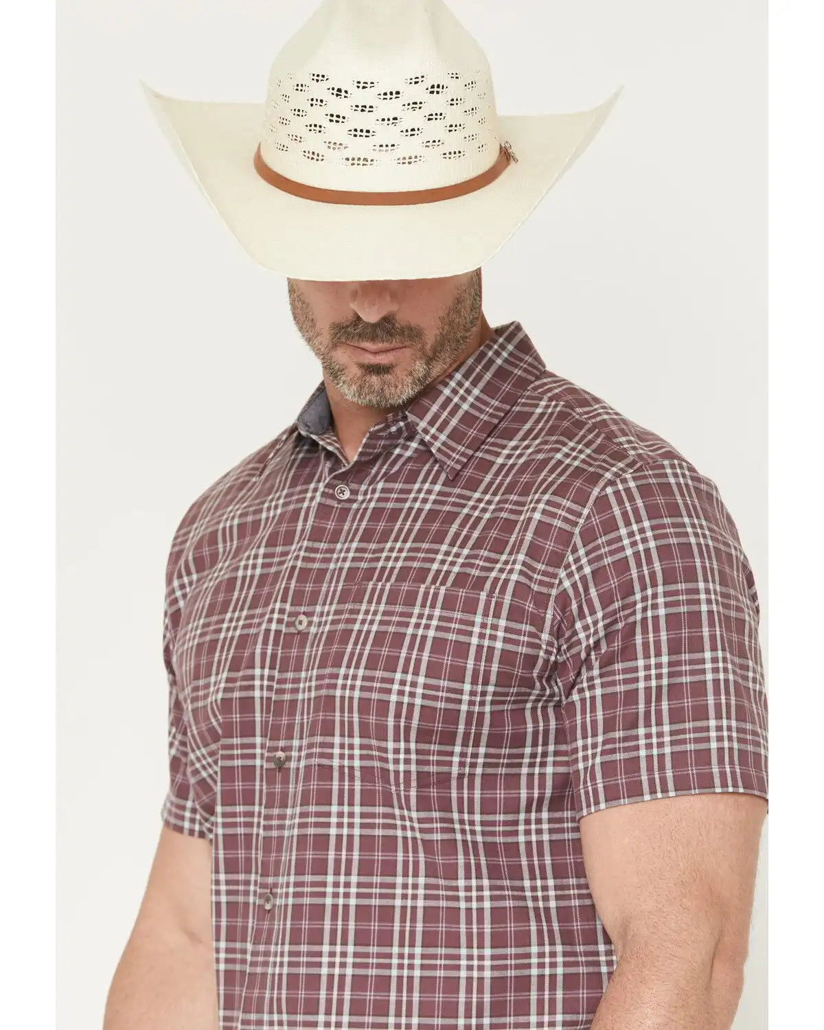 Cody James Men's Cowboy Brew Plaid Print Short Sleeve Button-Down Stretch Western Shirt