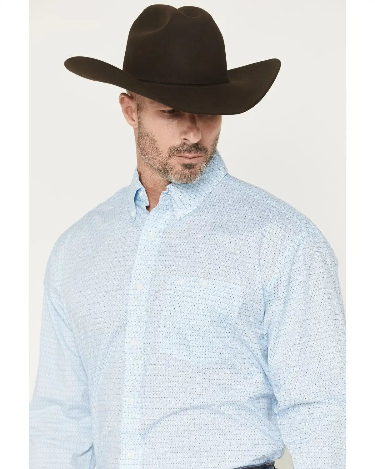 Wrangler Men's Geo Print Long Sleeve Button-Down Stretch Western Shirt