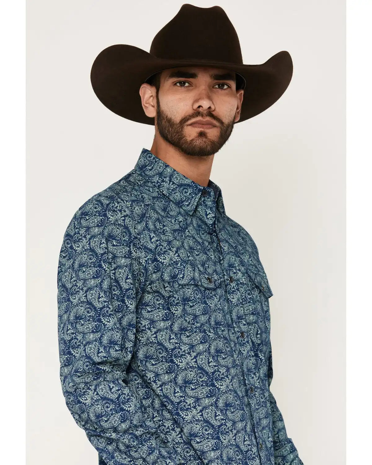 Moonshine Spirit® Men's Open Mic Paisley Print Long Sleeve Snap Western Shirt