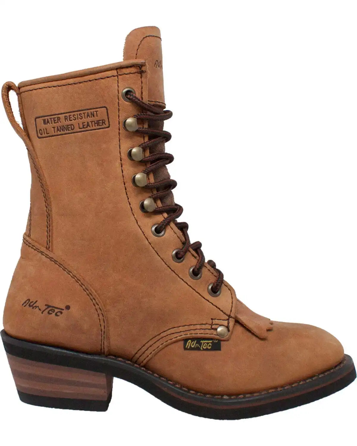 Ad Tec Women's Tan 8" Brown Leather Packer Boots - Soft Toe