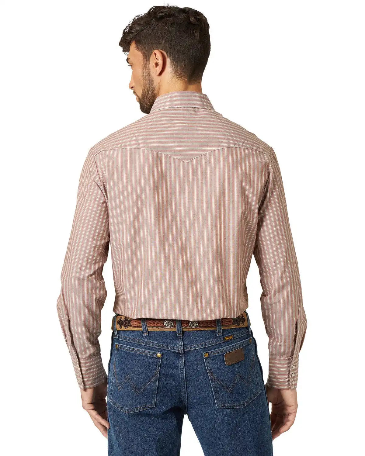 Wrangler Men's Assorted Stripe or Plaid Classic Long Sleeve Pearl Snap Western Shirt