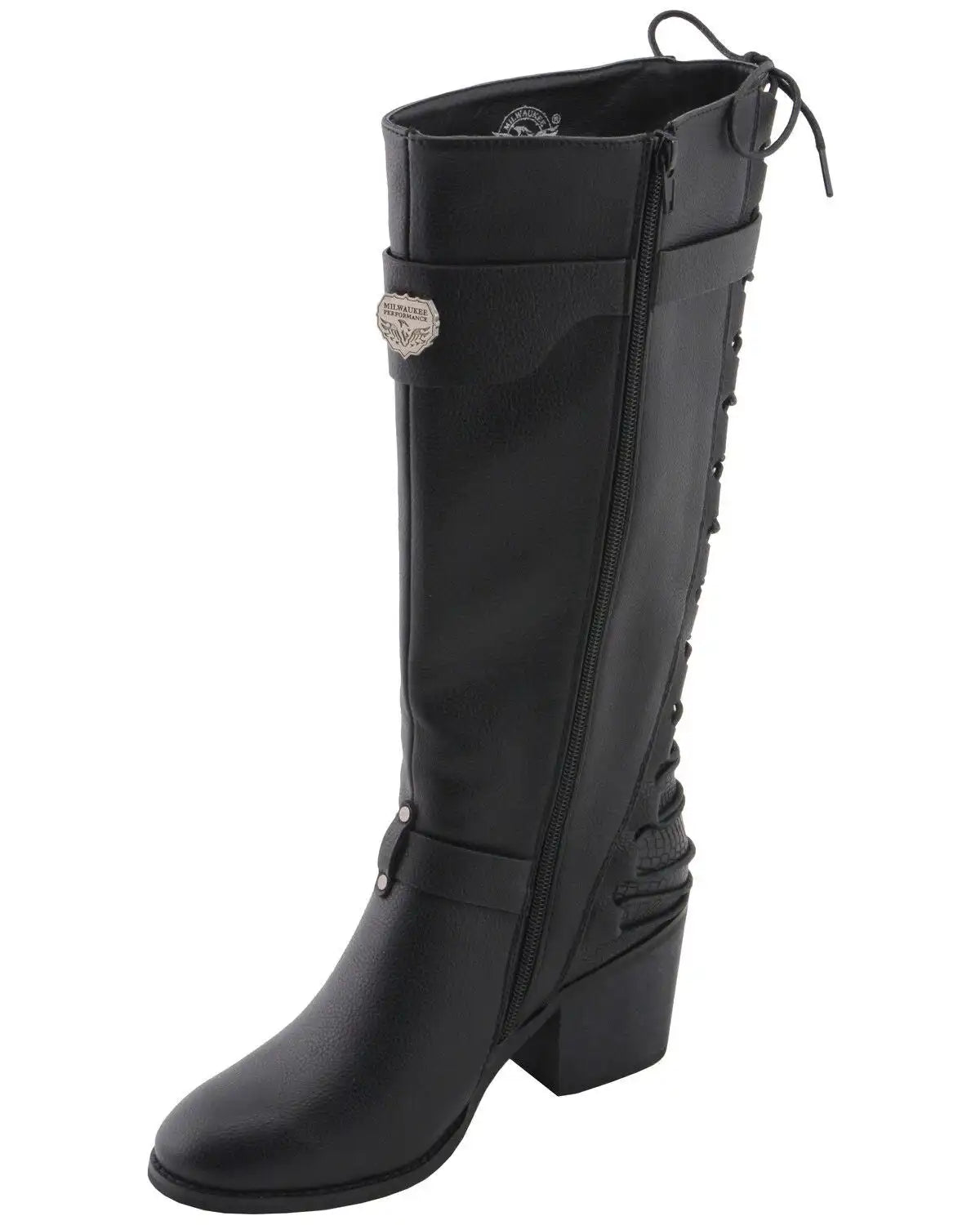 Milwaukee Leather Women's Back End Laced Riding Boots - Round Toe