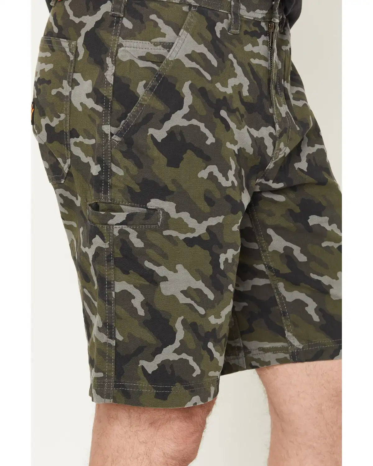 Hawx Men's Chip Camo Print Flat Front Work Shorts