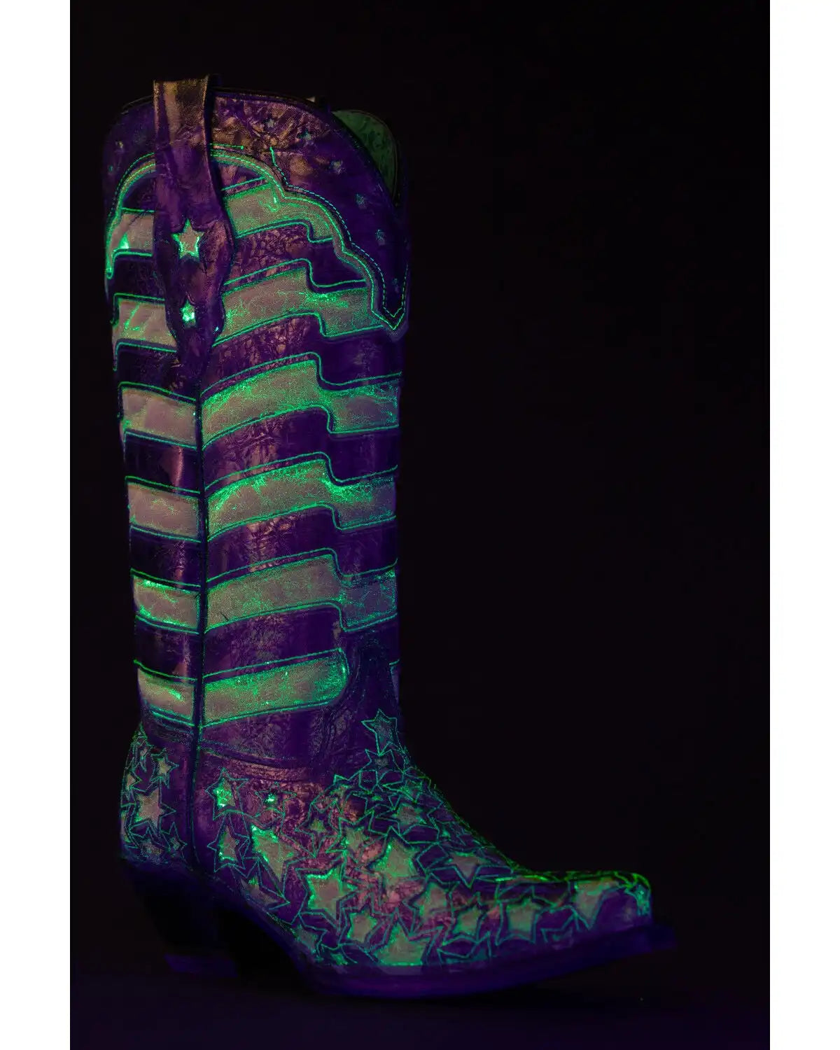 Corral Women's Stars and Stripes Blacklight Western Boots - Snip Toe
