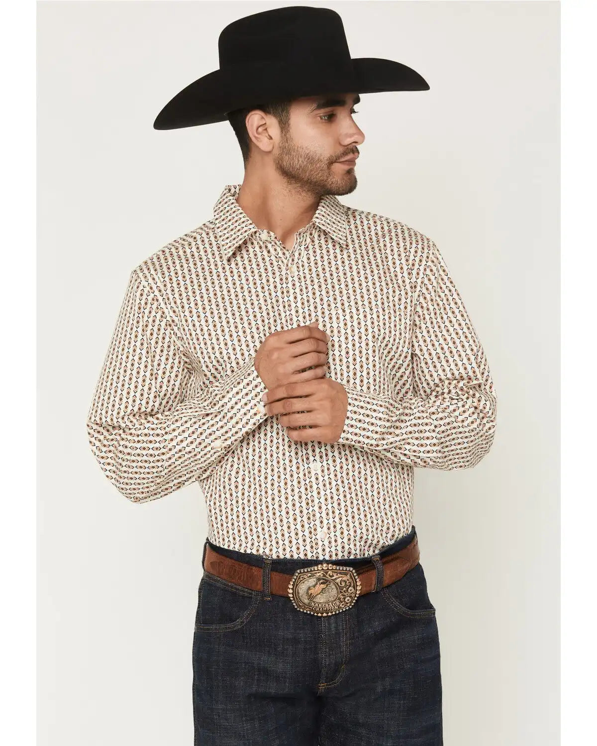 Gibson Trading Co Men's Arrowline Geo Stripe Print Long Sleeve Button-Down Western Shirt - Tall