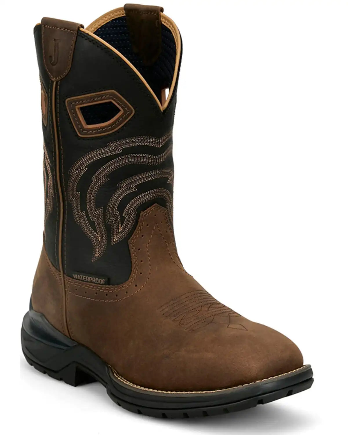 Justin Men's Warhawk Slickline 11" Waterproof Pull-On Work Boots - Soft Toe