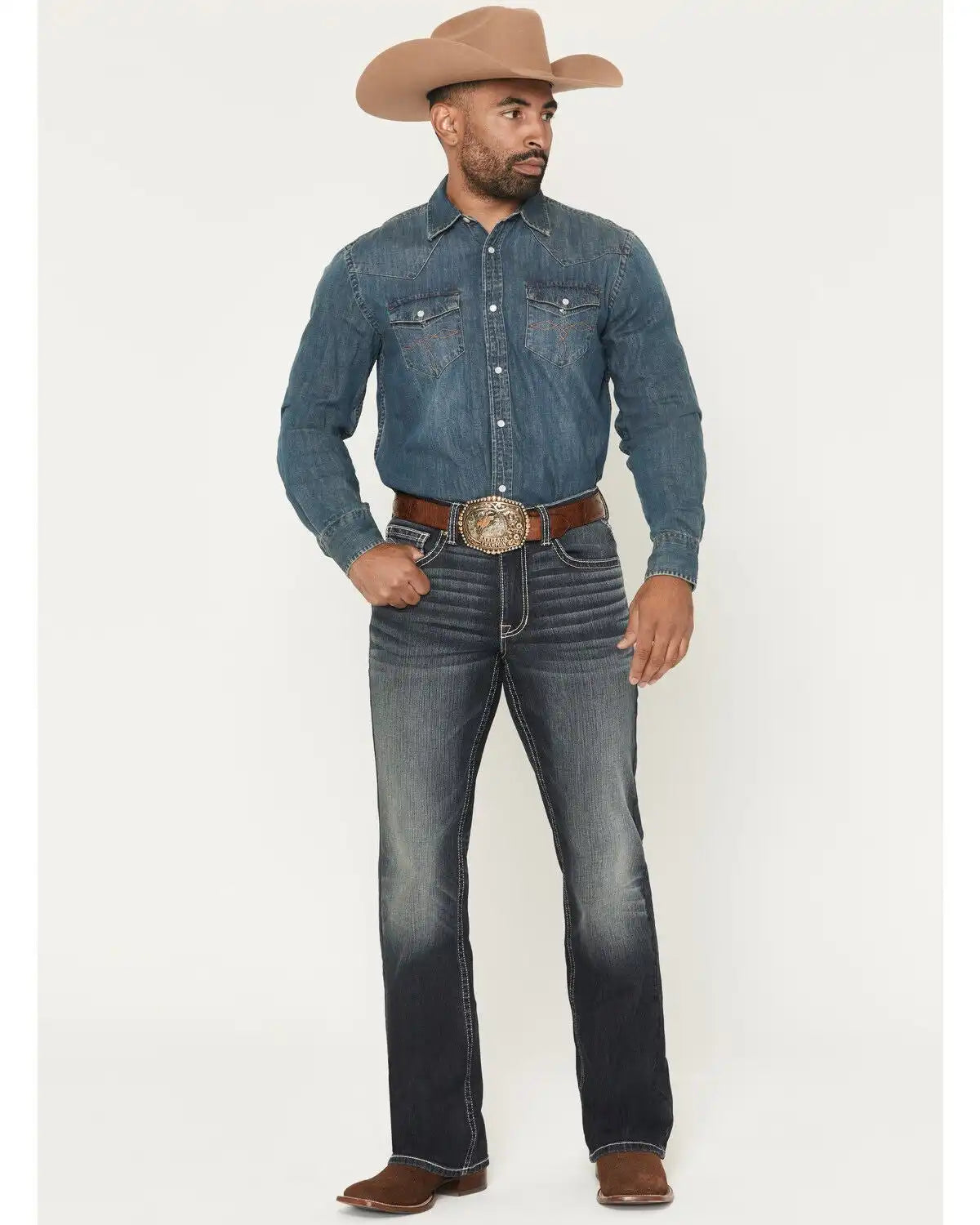 Cody James Men's Cayanne Wash Duke Relaxed Bootcut Stretch Denim Jeans