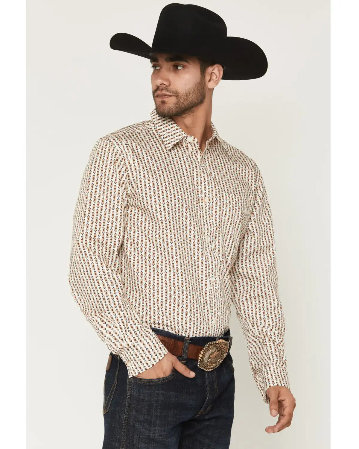 Gibson Trading Co Men's Arrowline Geo Stripe Print Long Sleeve Button-Down Western Shirt - Tall