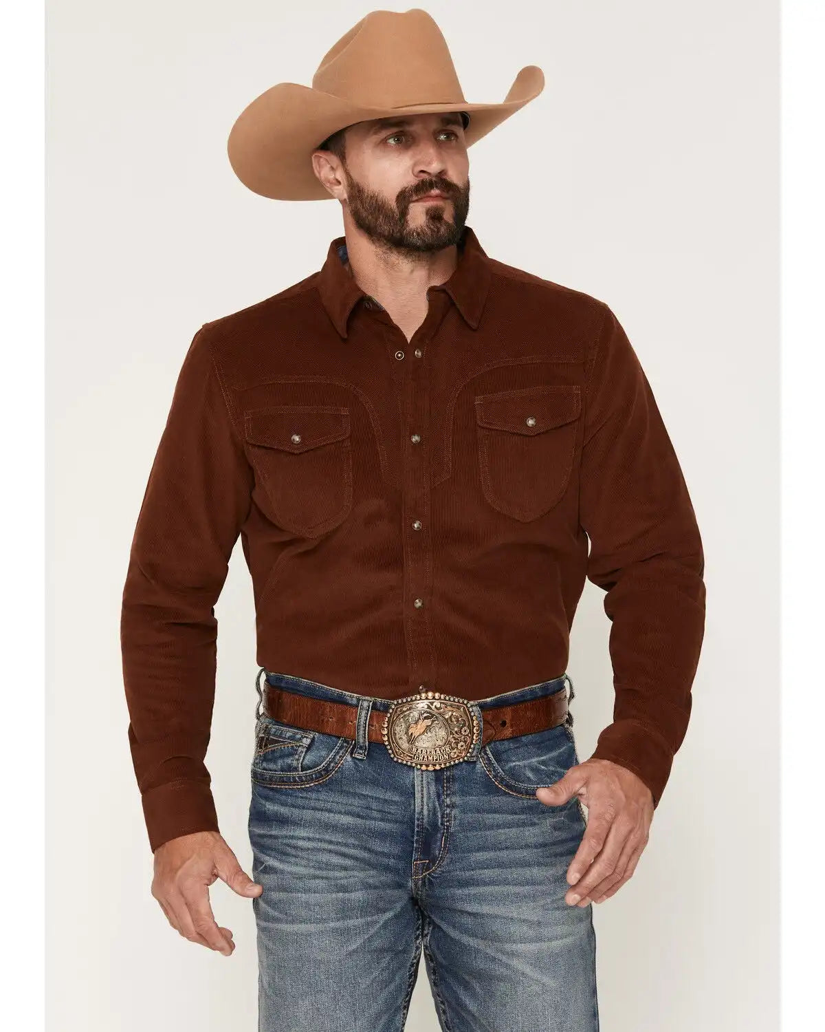 Cody James Men's Rusty Nail Solid Corduroy Long Sleeve Snap Western Shirt
