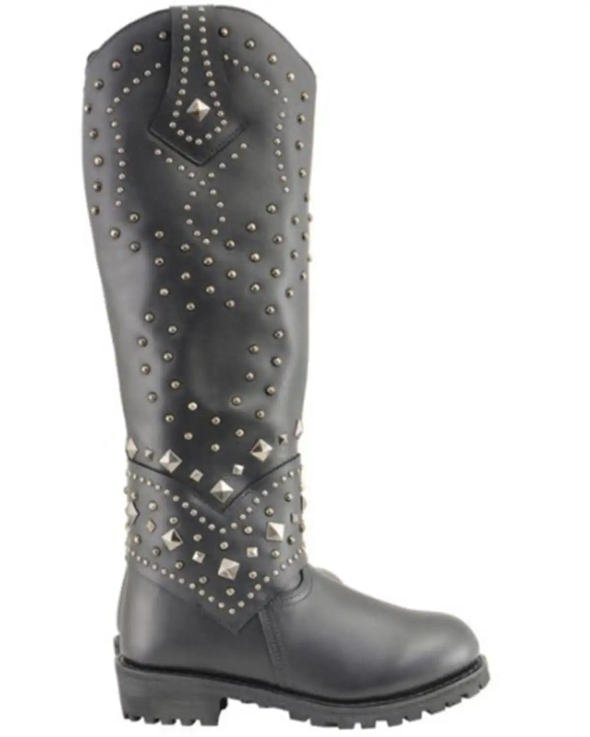 Milwaukee Leather Women's Extra Tall Studded & Riveted Pull On Boots - Round Toe