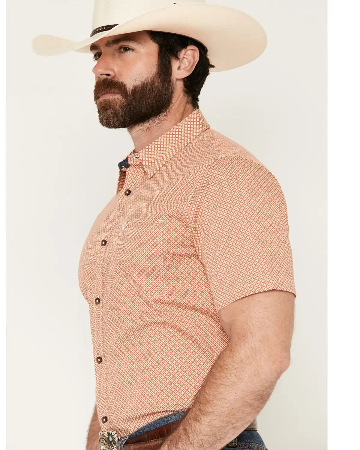 Cody James Men's Grill And Greet Medallion Print Short Sleeve Stretch Western Shirt - Big