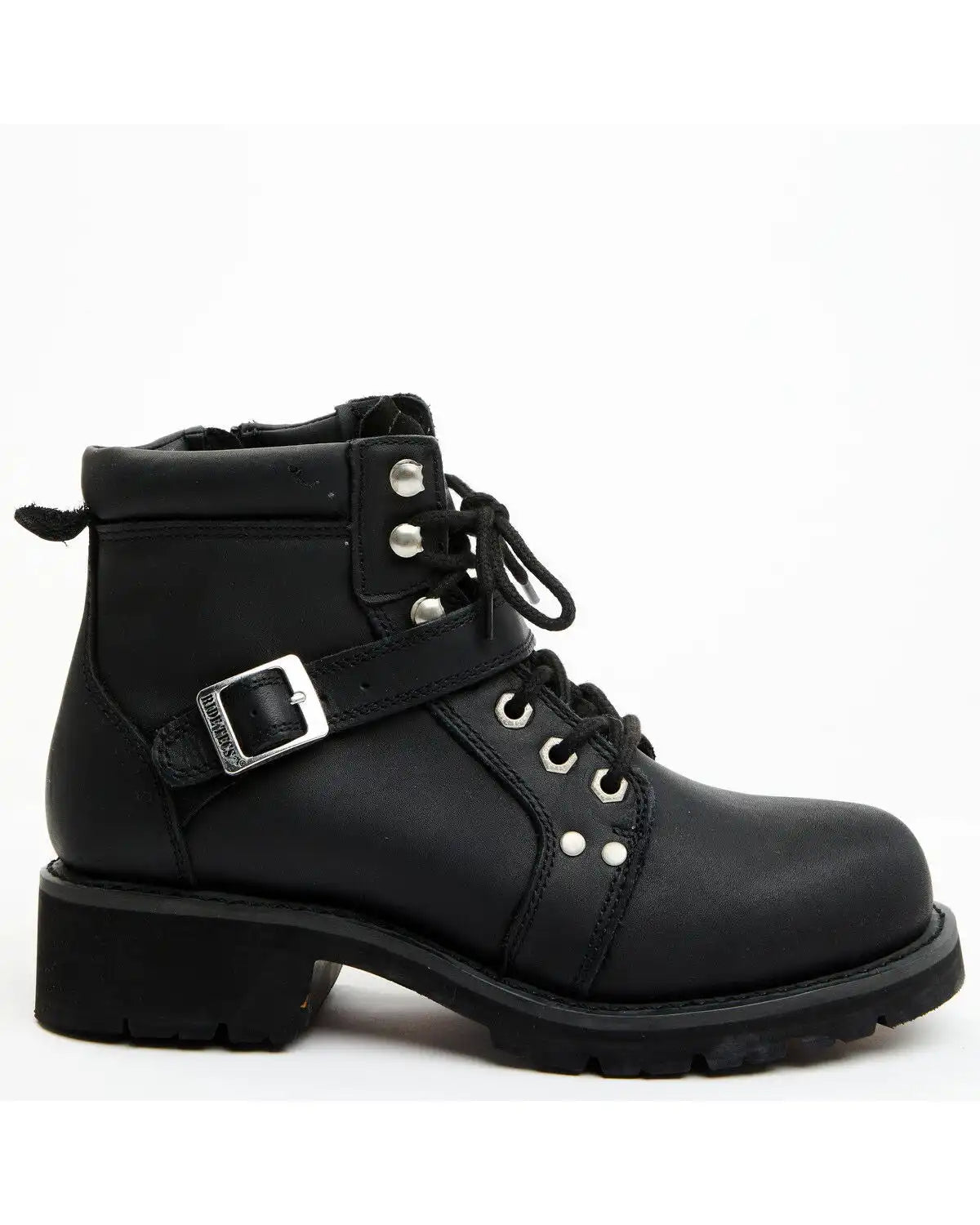 Ad Tec Women's 6" Lace Zipper Biker Boots - Soft Toe