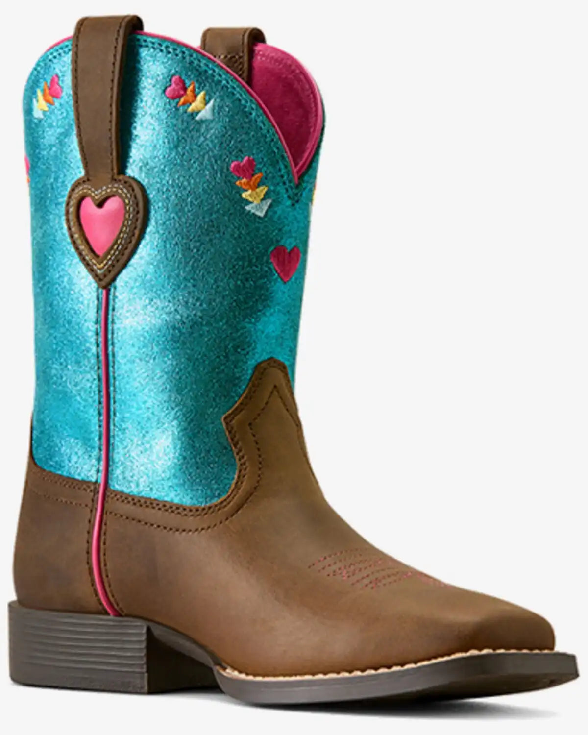 Ariat Girls' Rodeo Love Metallic Performance Western Boots - Broad Square Toe