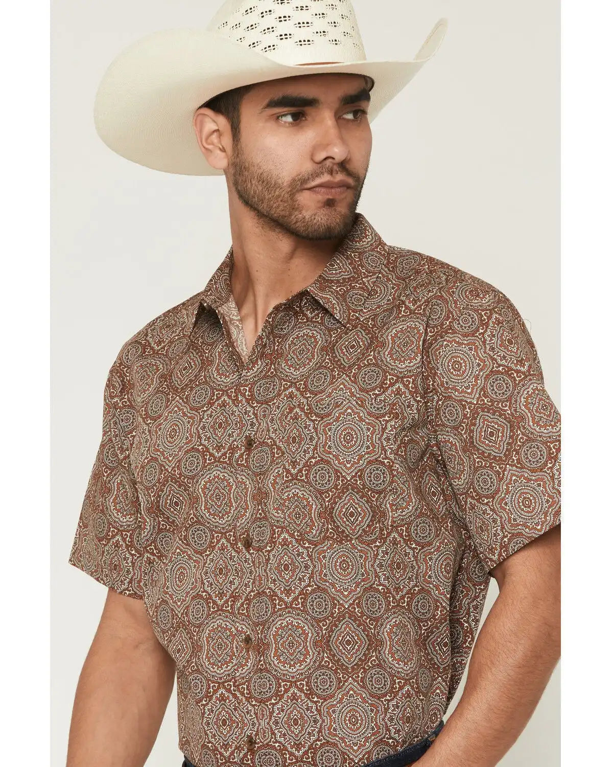Gibson Trading Co Men's Sundown Drapes Medallion Print Short Sleeve Button-Down Western Shirt - Tall