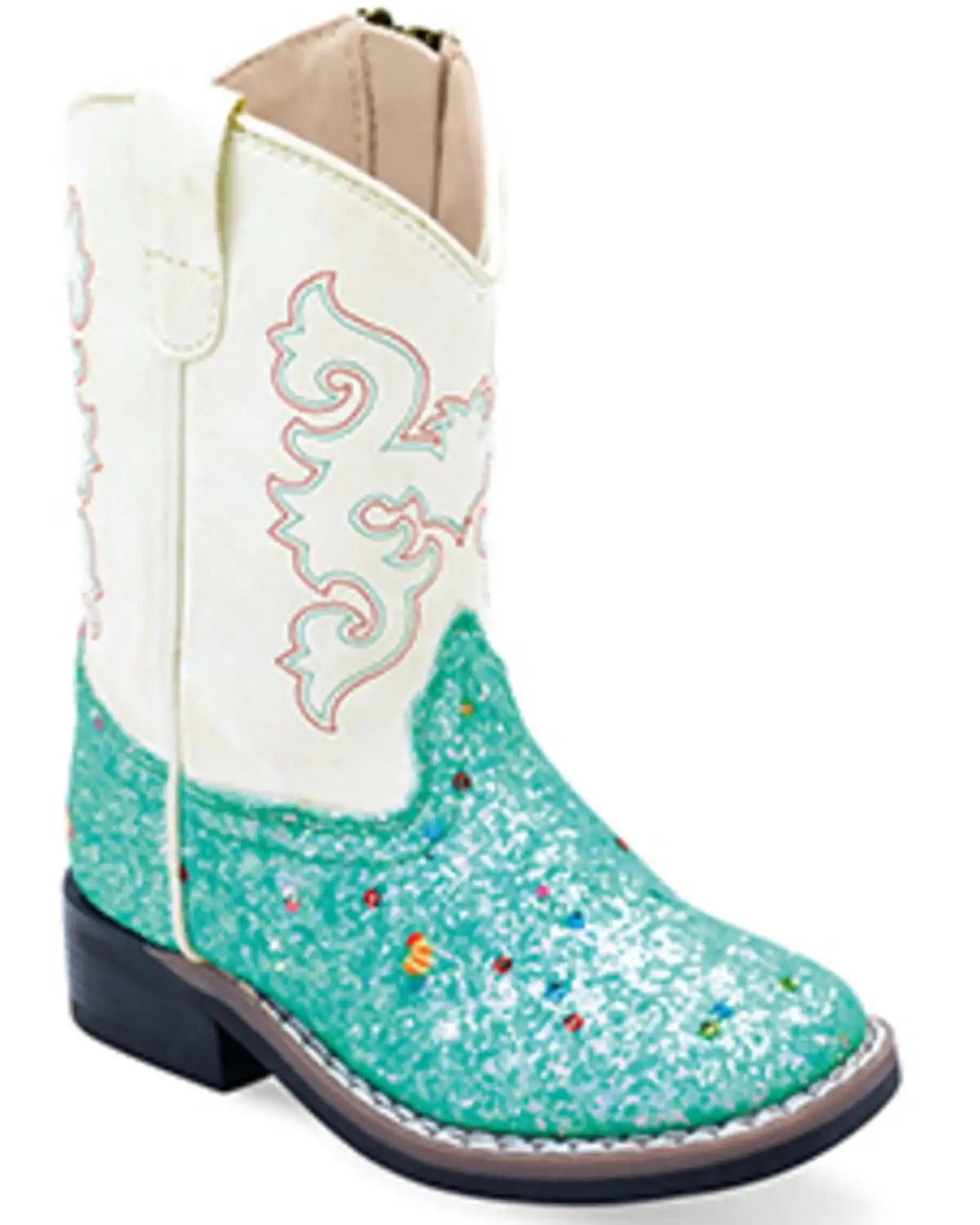 Old West Toddler Girls' Glitter Western Boots - Broad Square Toe