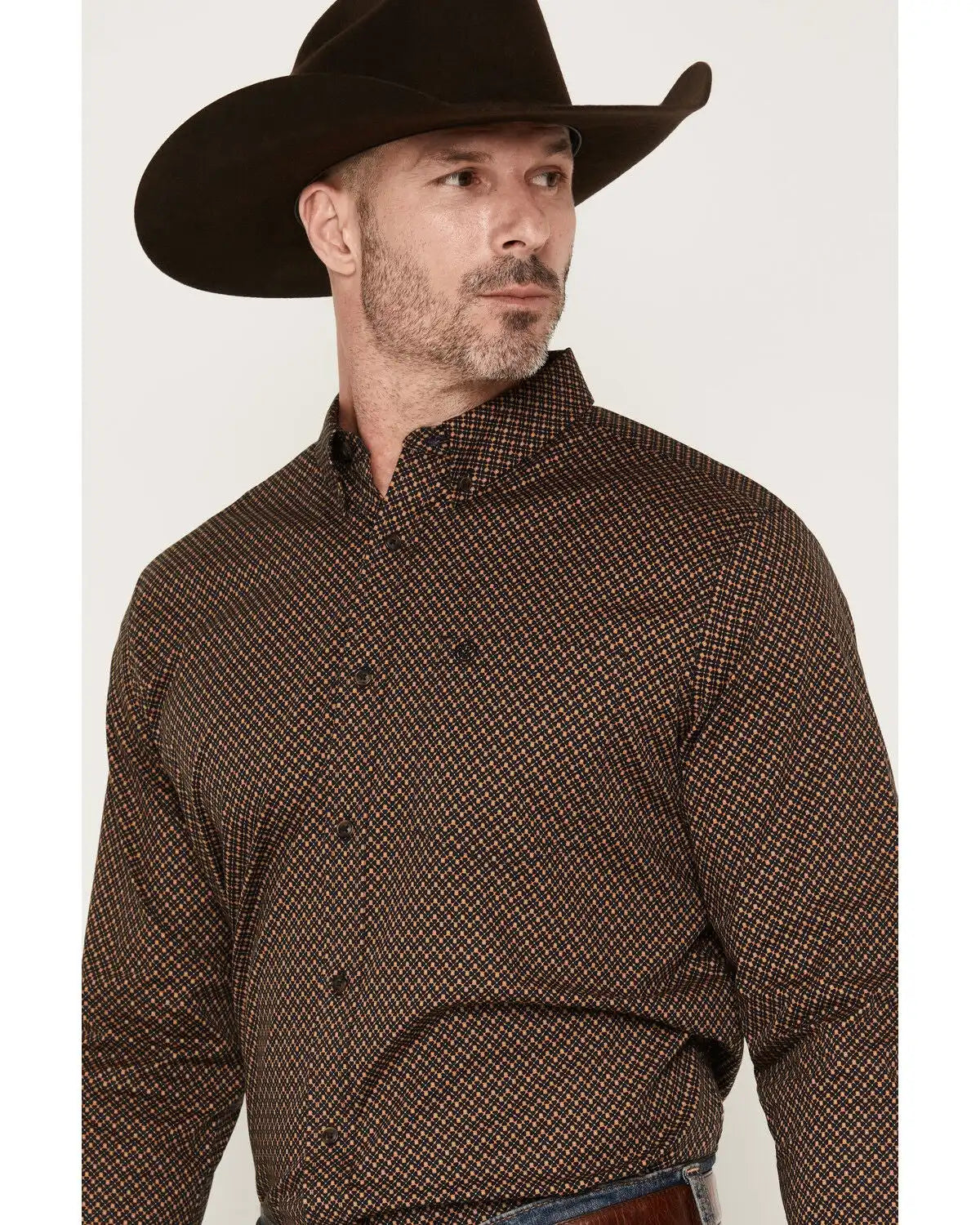 Cody James Men's Fast Forward Geo Print Long Sleeve Button-Down Stretch Western Shirt