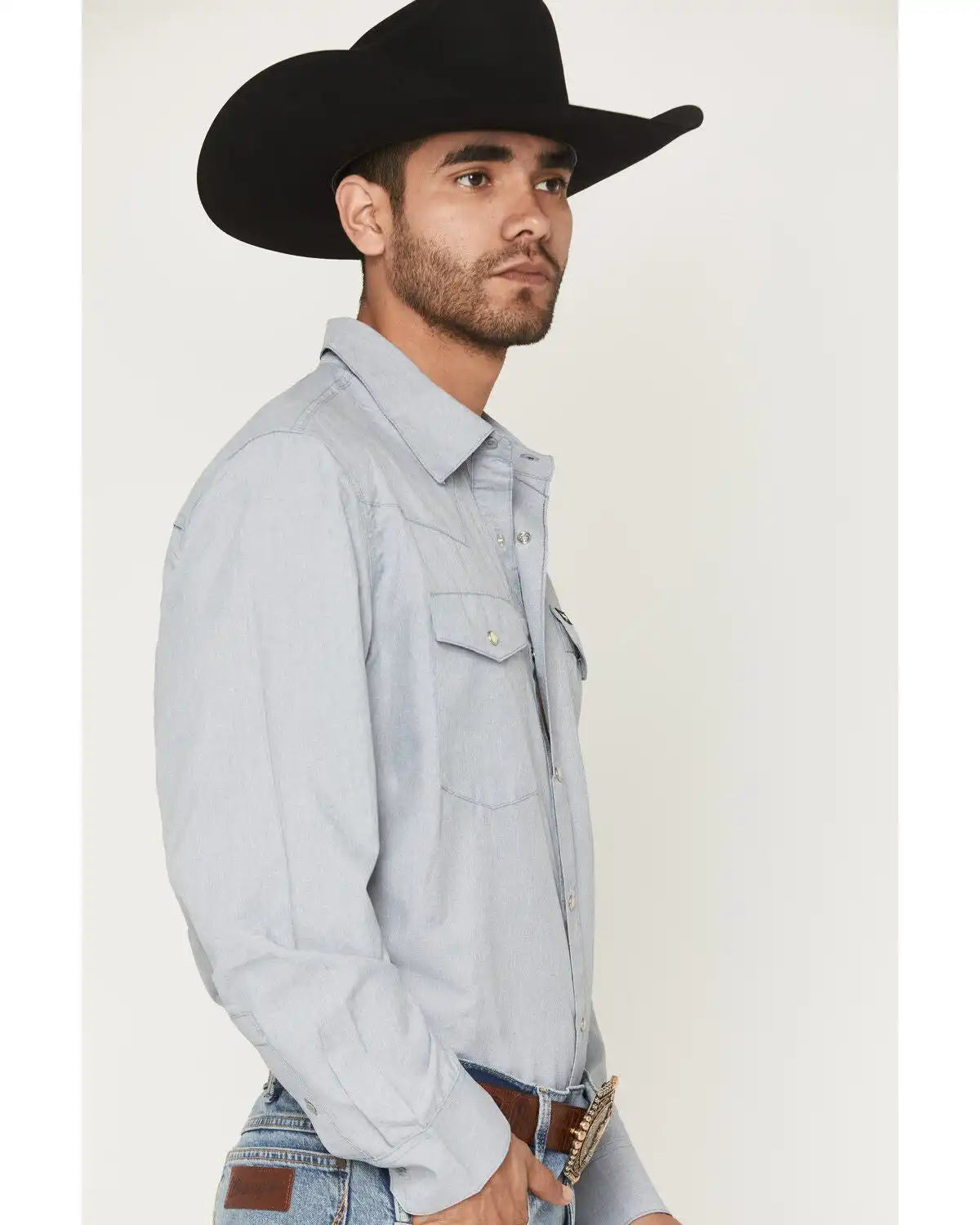 Wrangler ATG Men's Drover Utility Solid Long Sleeve Snap Western Shirt