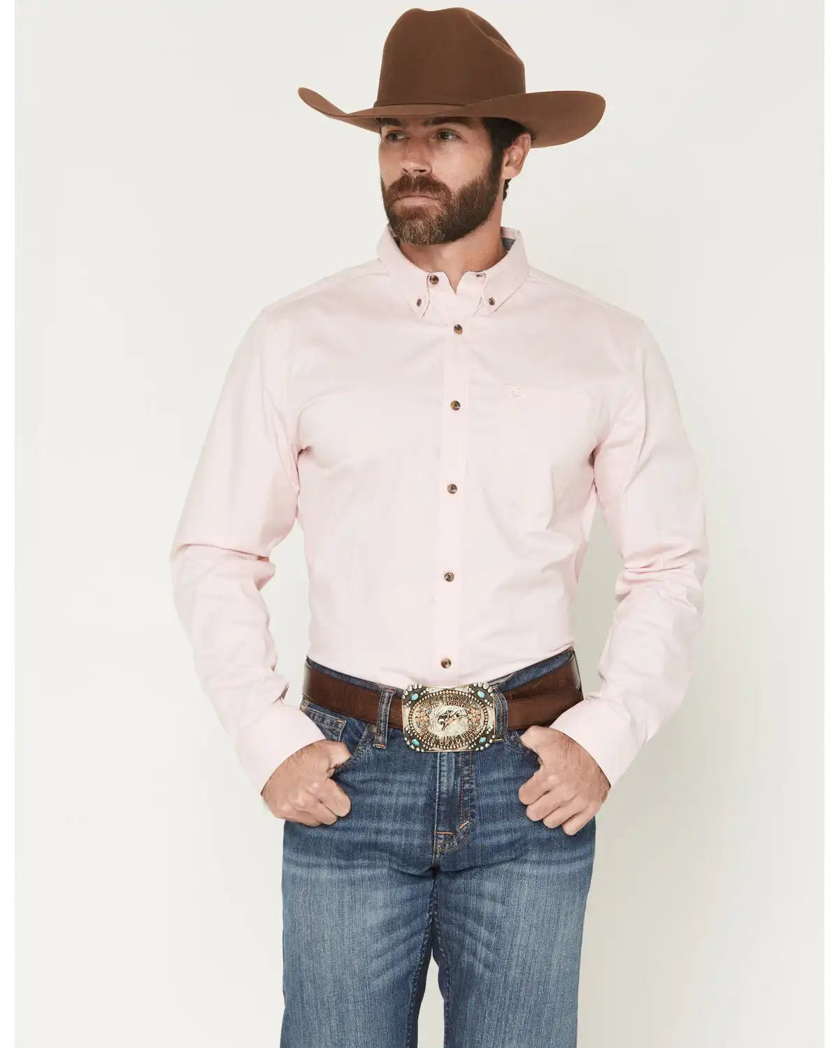Cody James Men's Basic Solid Long Sleeve Button-Down Stretch Western Shirt