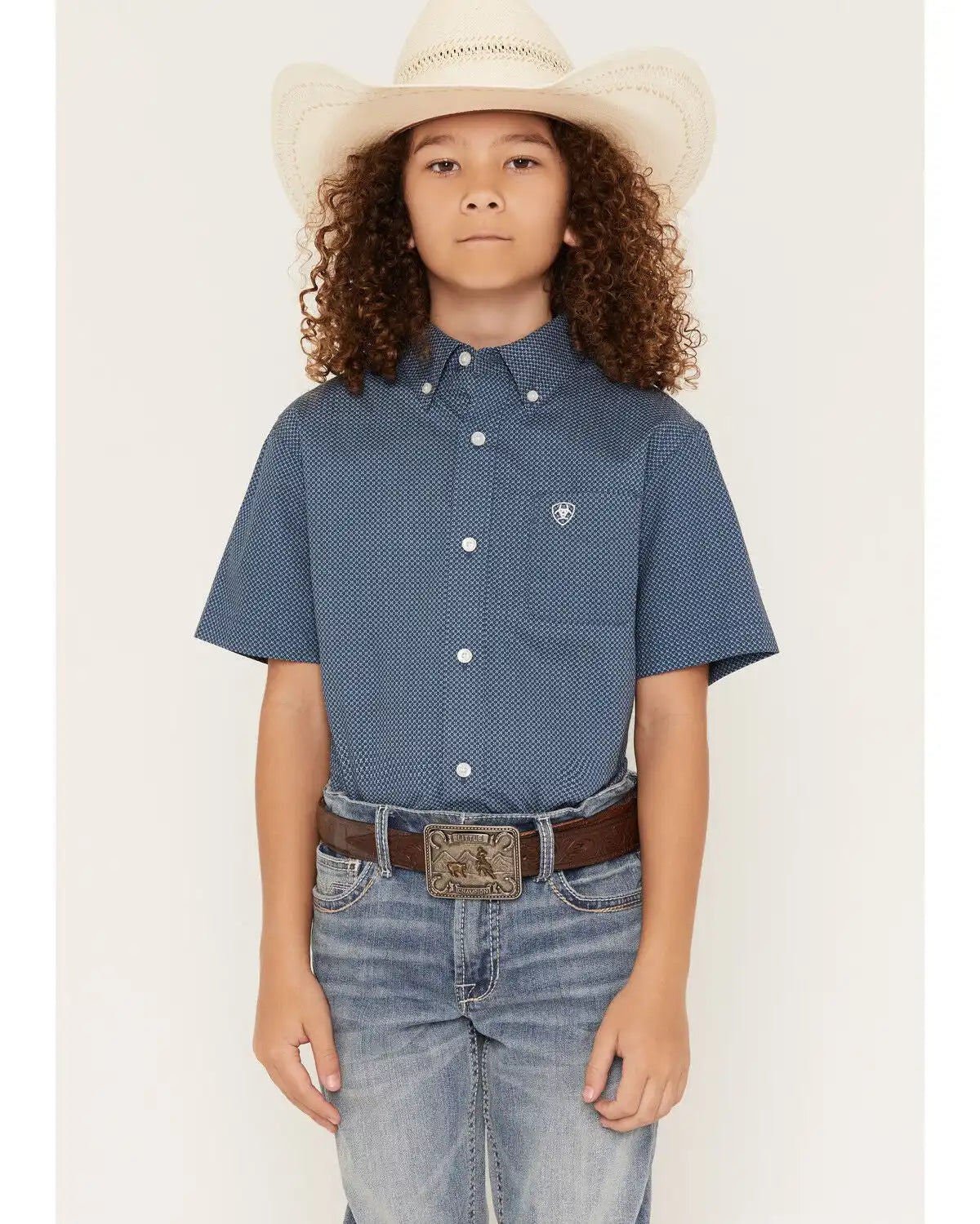 Ariat Boys' Geo Print Short Sleeve Button-Down Western Shirt