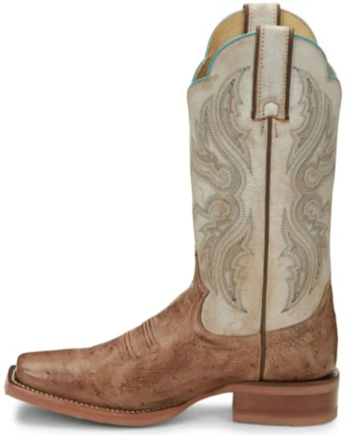 Justin Boots Women's Tan Smooth Ostrich Western Boots - Square Toe