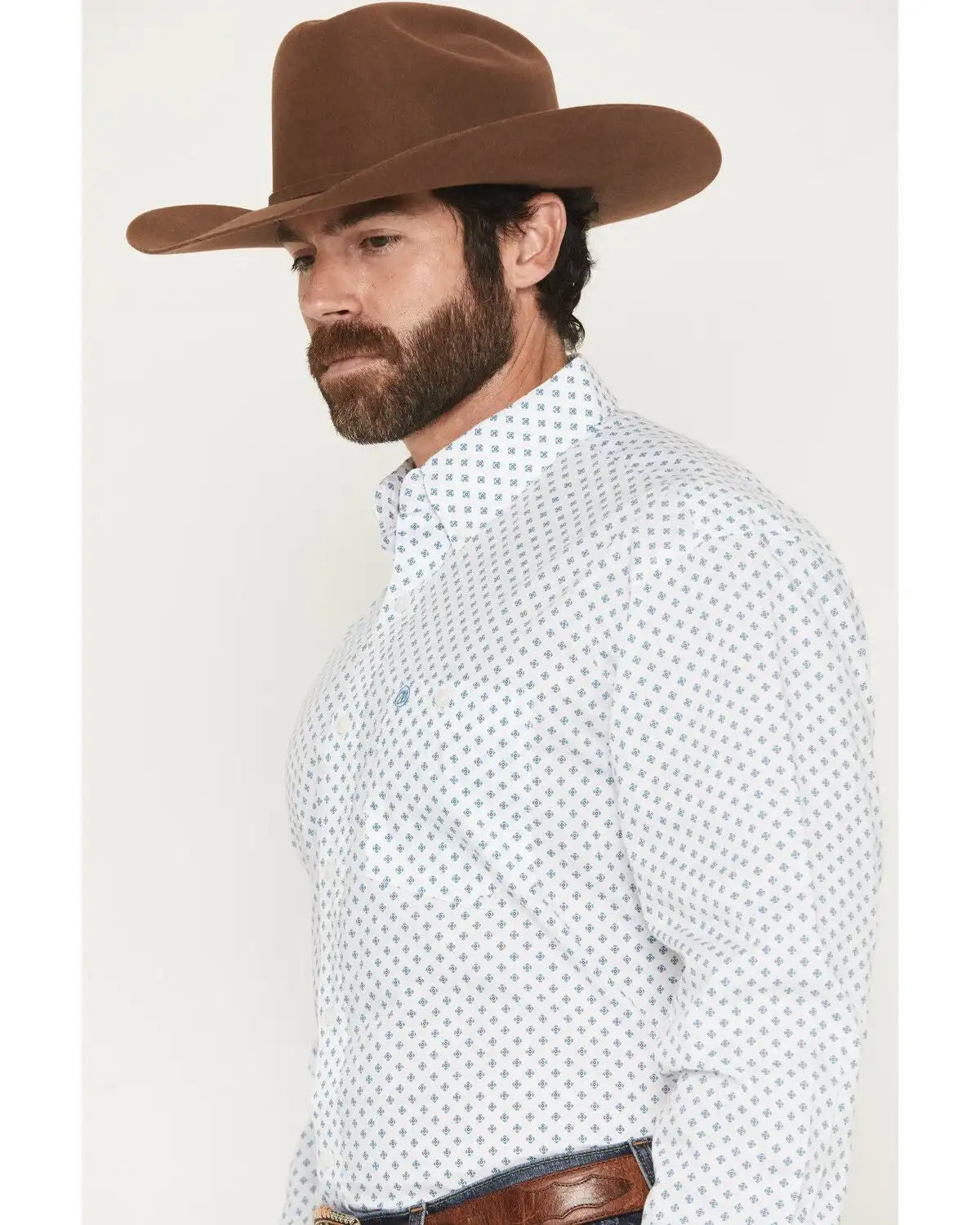 Wrangler Men's Classics Geo Print Long Sleeve Button-Down Western Shirt