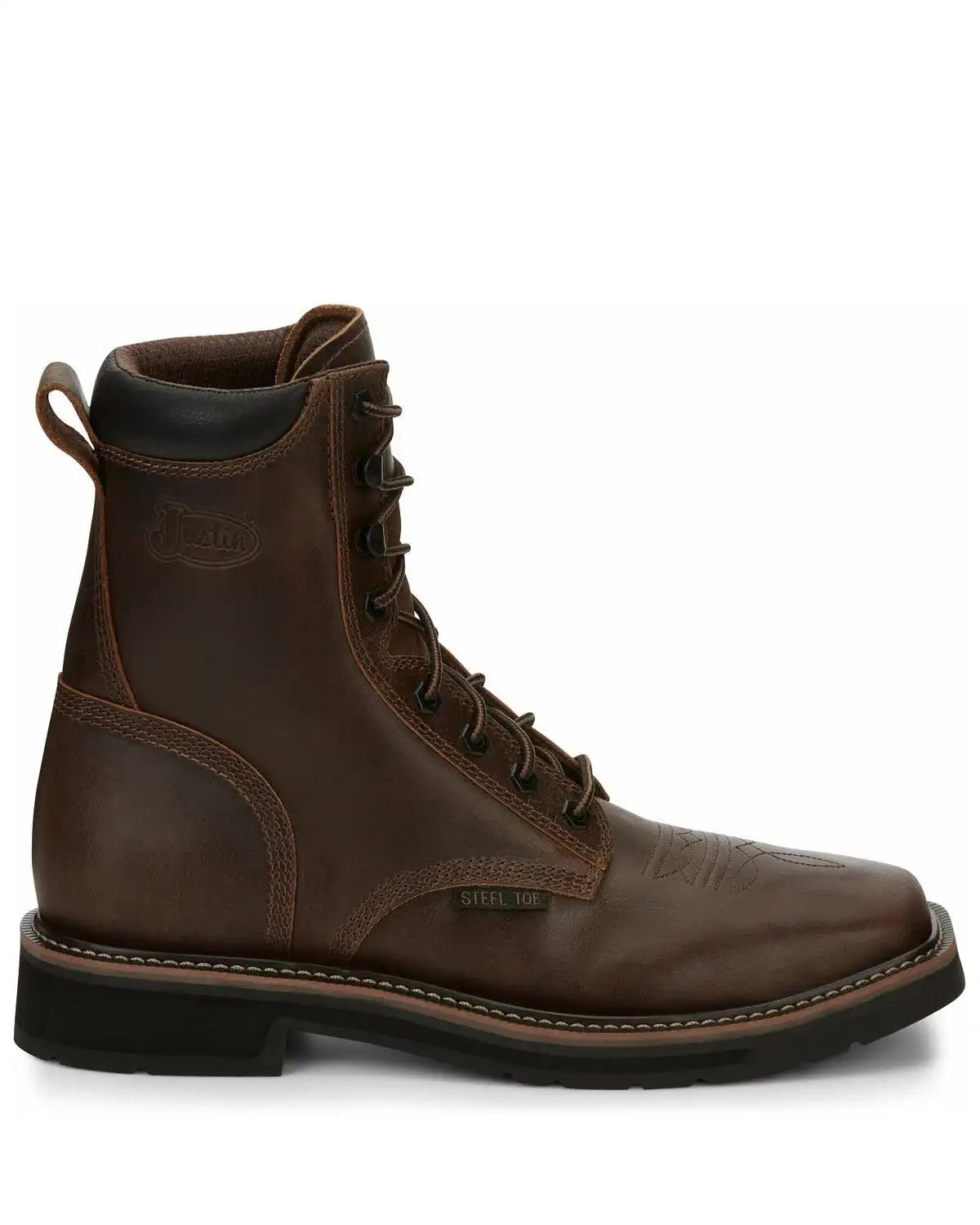 Justin Men's Pulley Lace-Up Work Boots - Steel Toe
