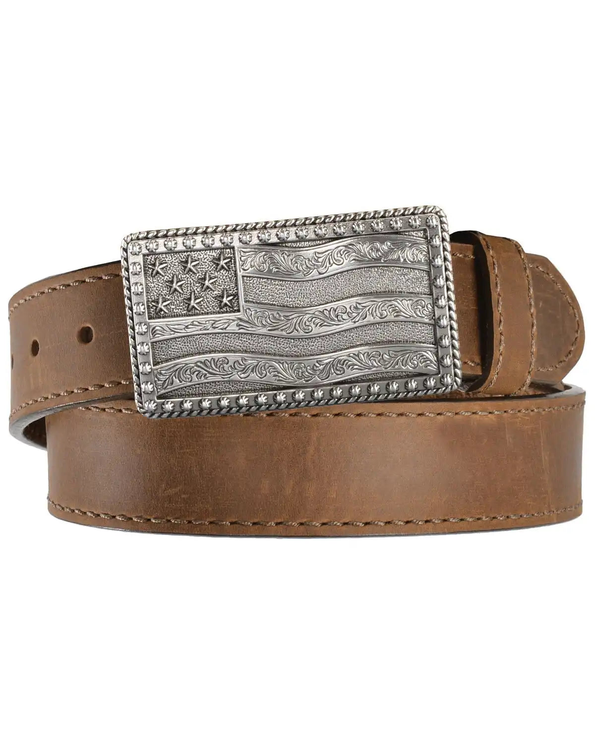 Justin Men's Flying High Flag Buckle Leather Belt