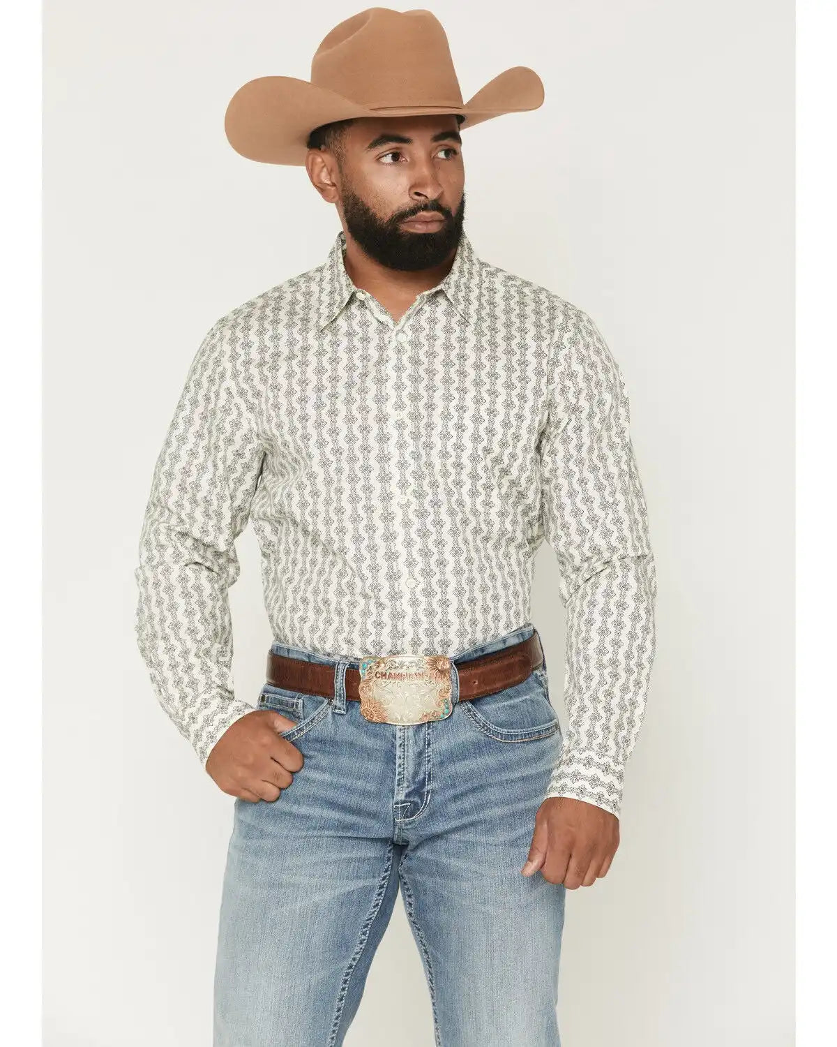 Gibson Trading Co Men's Pool Hall Stripe Print Long Sleeve Button-Down Western Shirt