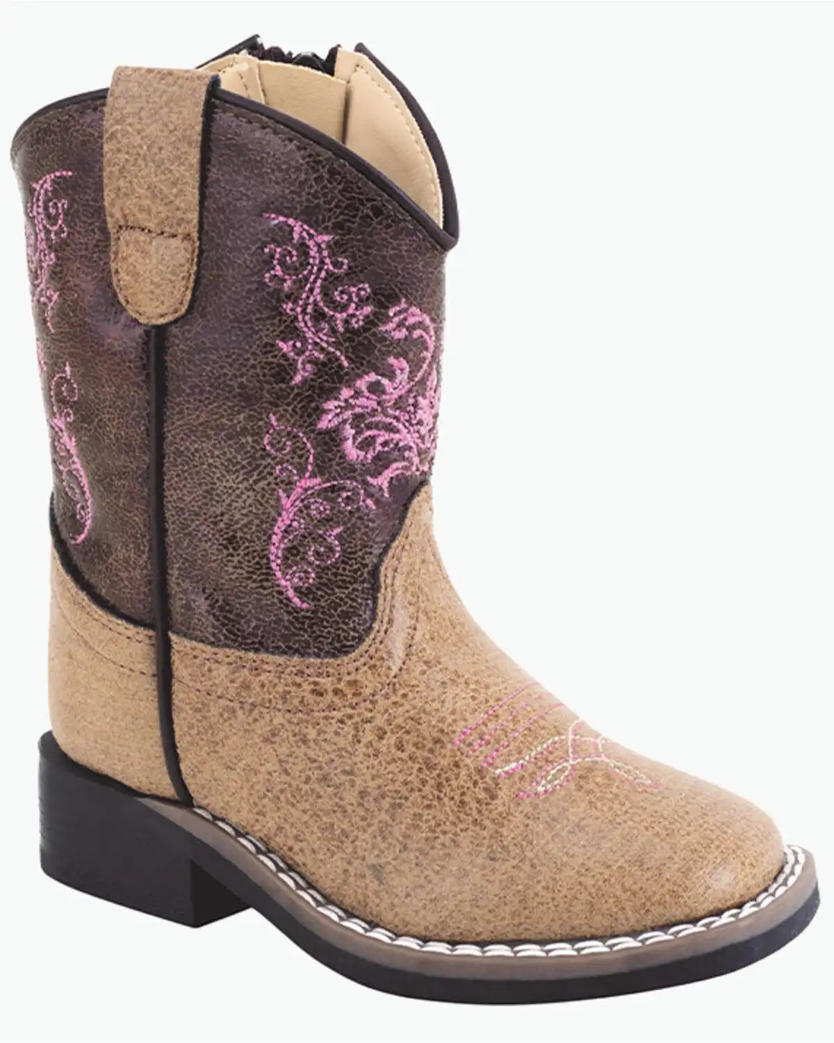 Old West Toddler Girls' Embroidered Western Boots - Broad Square Toe