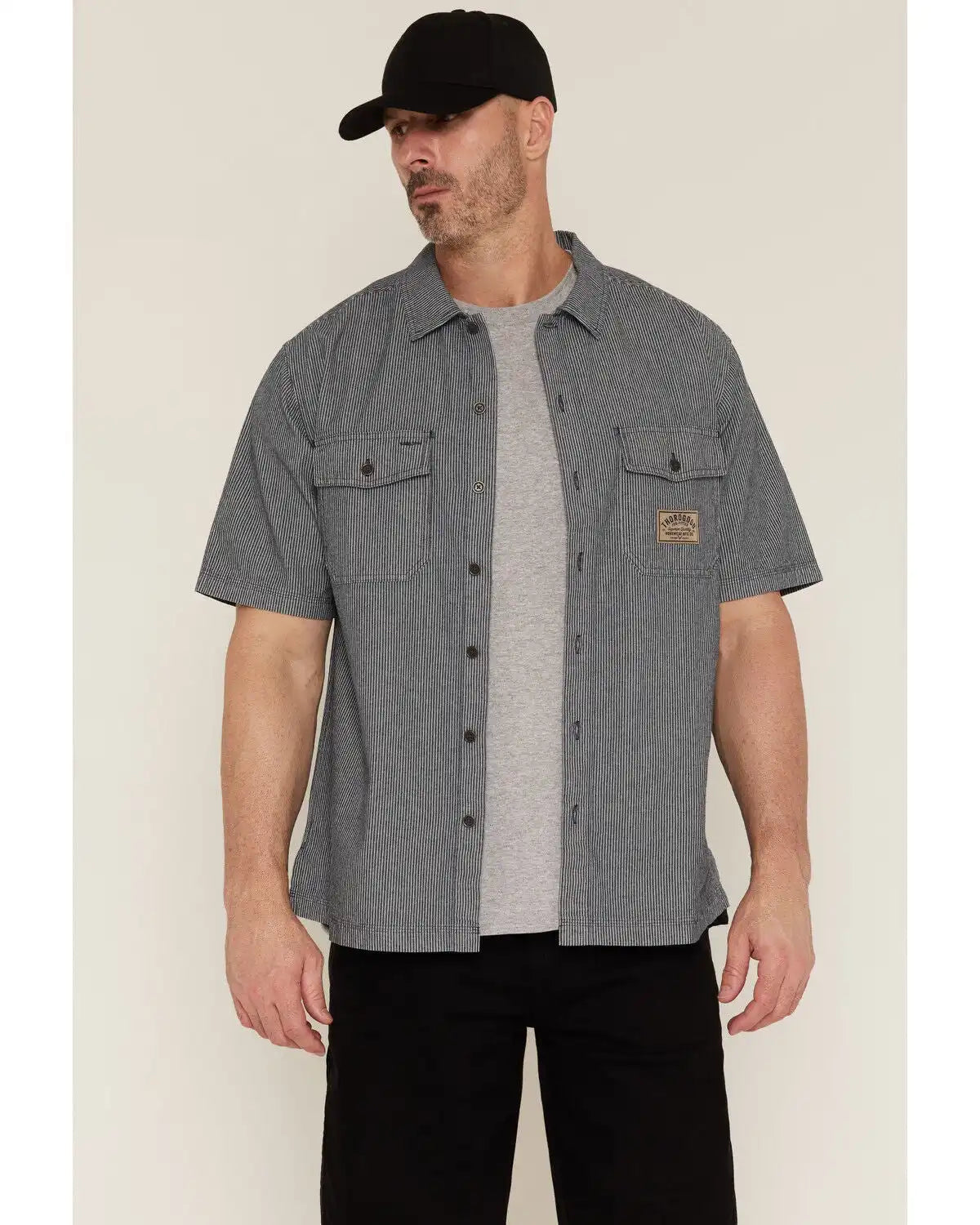 Thorogood Men's Striped Short Sleeve Button-Down Garage Shirt