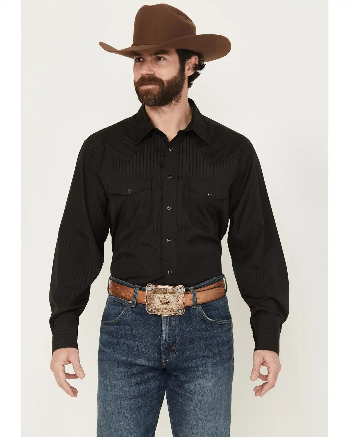 Wrangler Men's Tonal Long Sleeve Snap Western Shirt